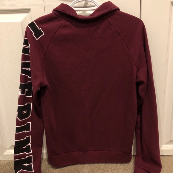 PINK- Burgundy Quarter Zip Hoodie - Picture 3 of 3